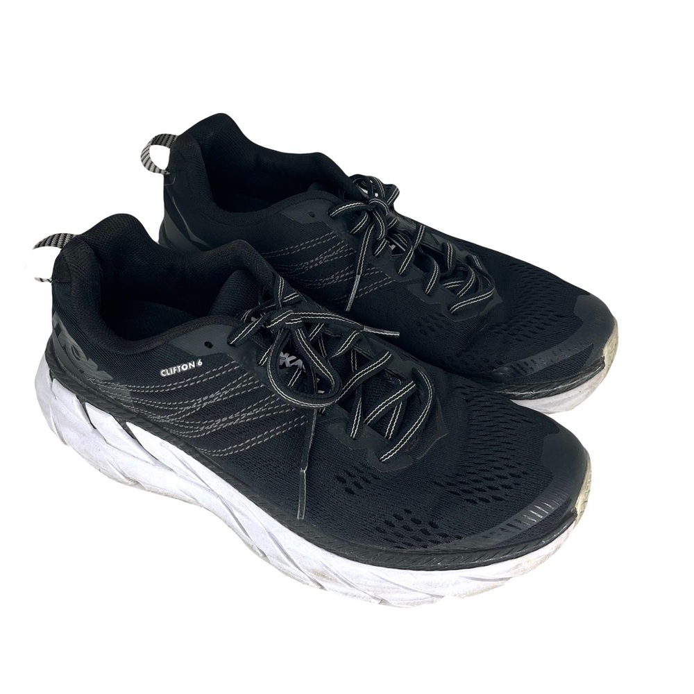 Hoka One One Clifton 6 Black & White Colorway Womens Size 11 Pre Owned